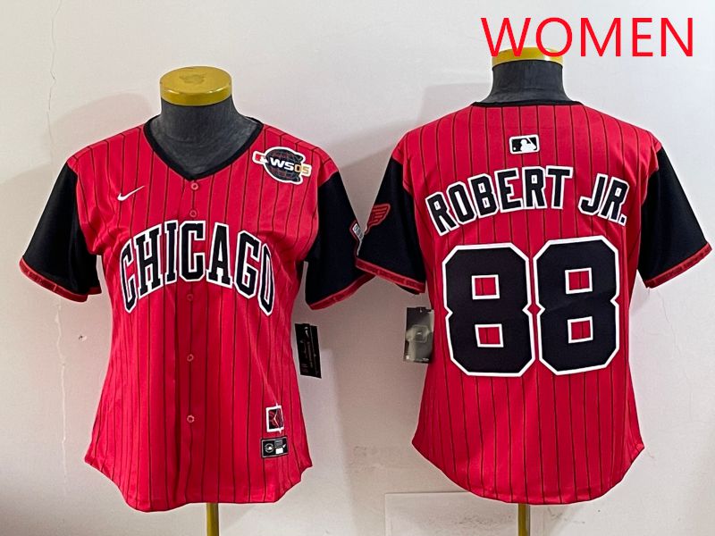 Women 2025 Chicago White Sox #88 Robert jr Red Joint Name Nike MLB Jersey style 26